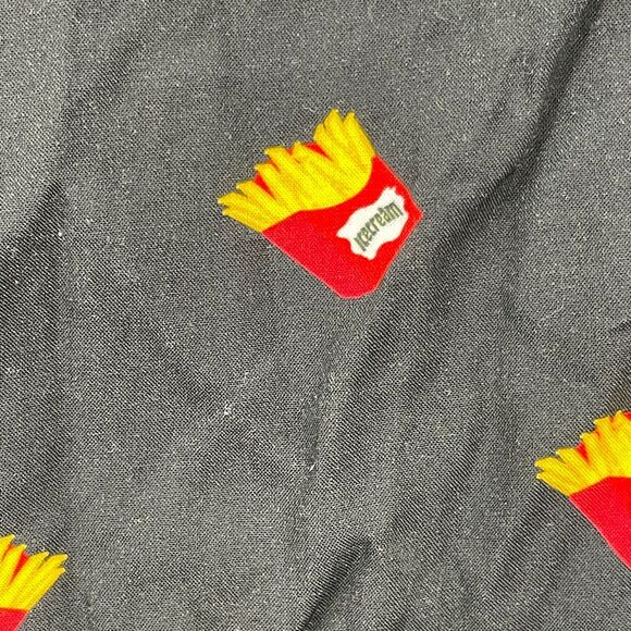 Ice Cream Hawaiian Shirt Boys 9/10 Black French Fry Print Rayon Logo Button Up - Picture 5 of 10